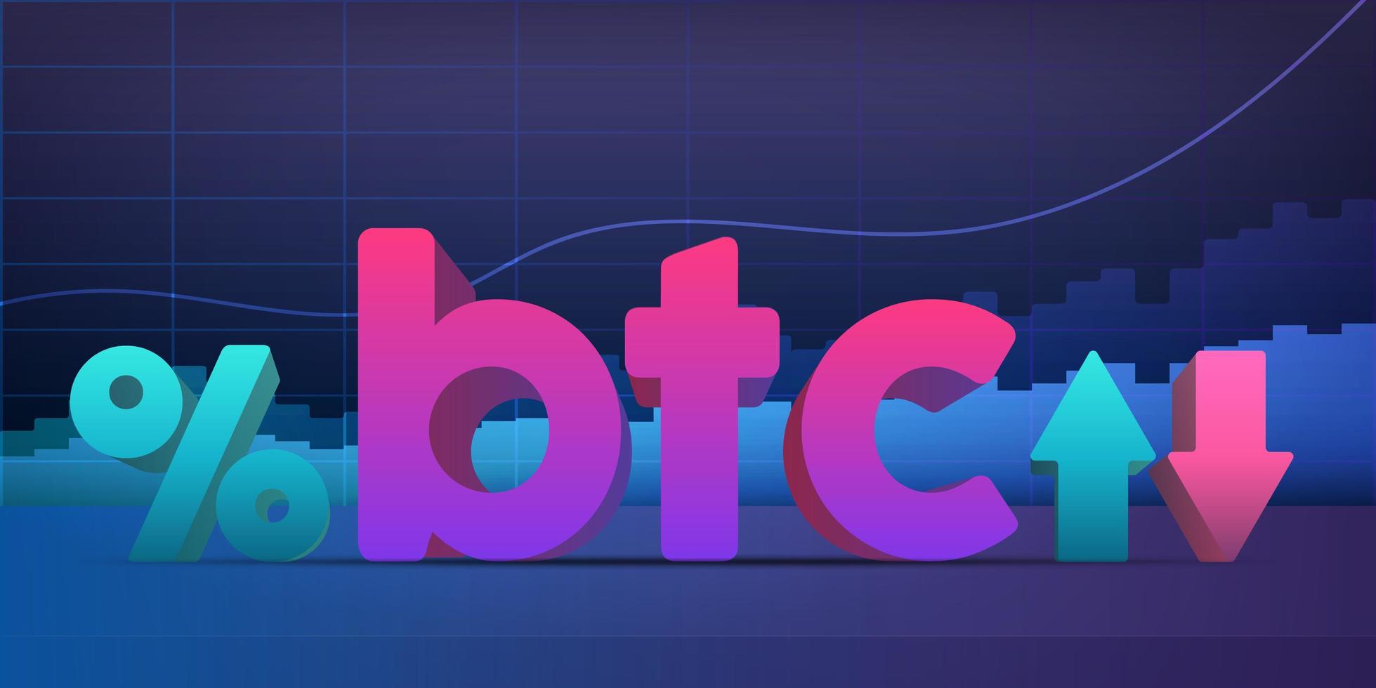 bitcoin auf dem hintergrund von finanzdiagrammen. neon Farben. analyse-, geschäfts- oder finanzbörsenhandelskonzept. Vektor. vektor