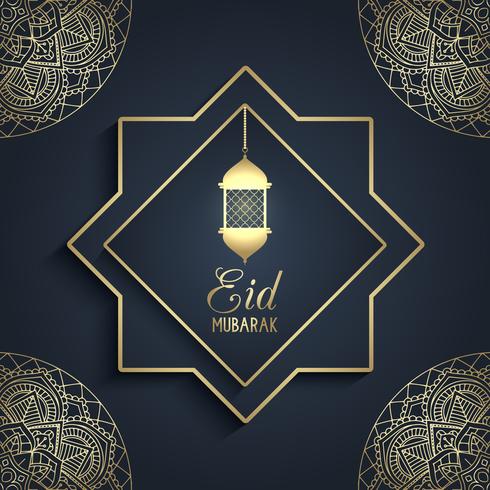 Dekorativer Eid Mubarak-Hintergrund mit hängender Laterne vektor