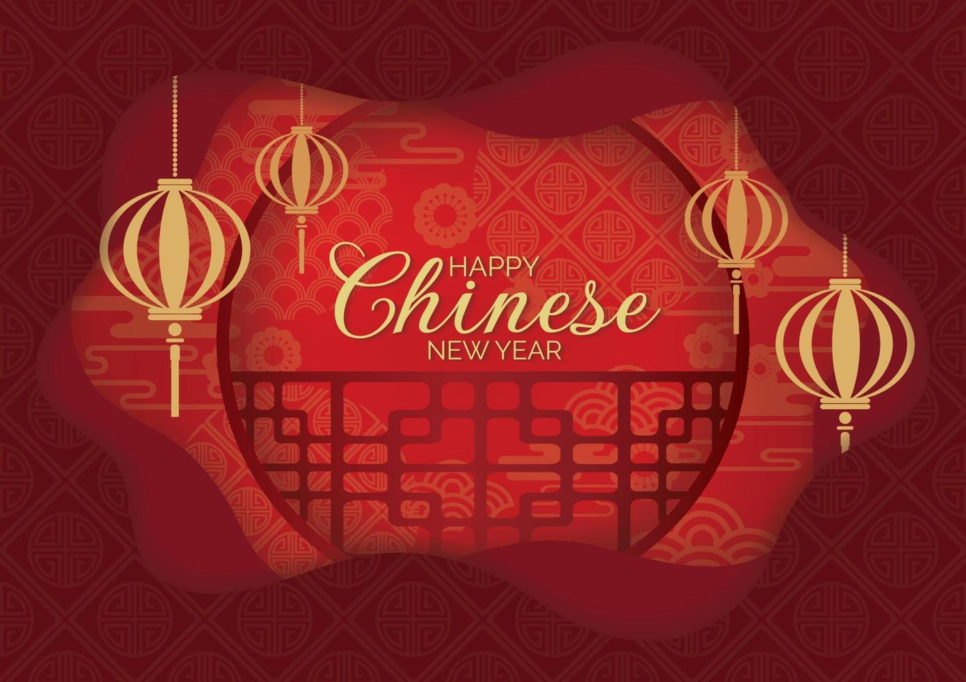 orientalisches chinesisches neujahrsbanner luxus goldelemente vektor