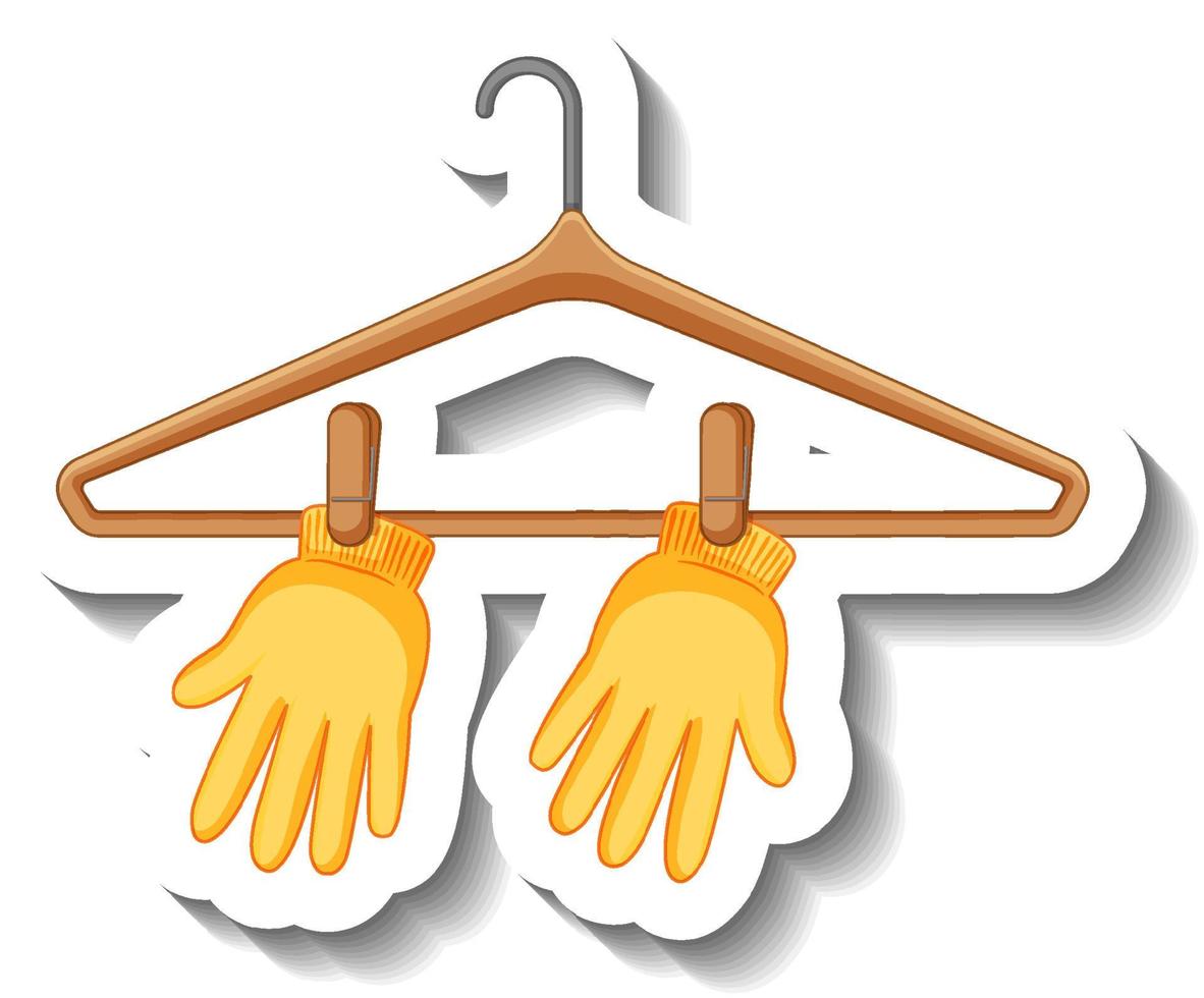 süße gelbe handschuhe, die am kleiderbügel hängen vektor