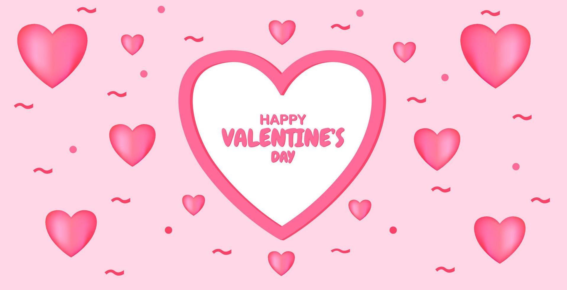 rosa alla hjärtans dag hälsning banner design. 3d hjärta design i rosa färg. mönster för firandet av valentin 2021. vektor