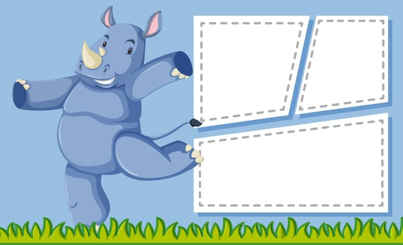 En noshörning på anteckningsmall vektor