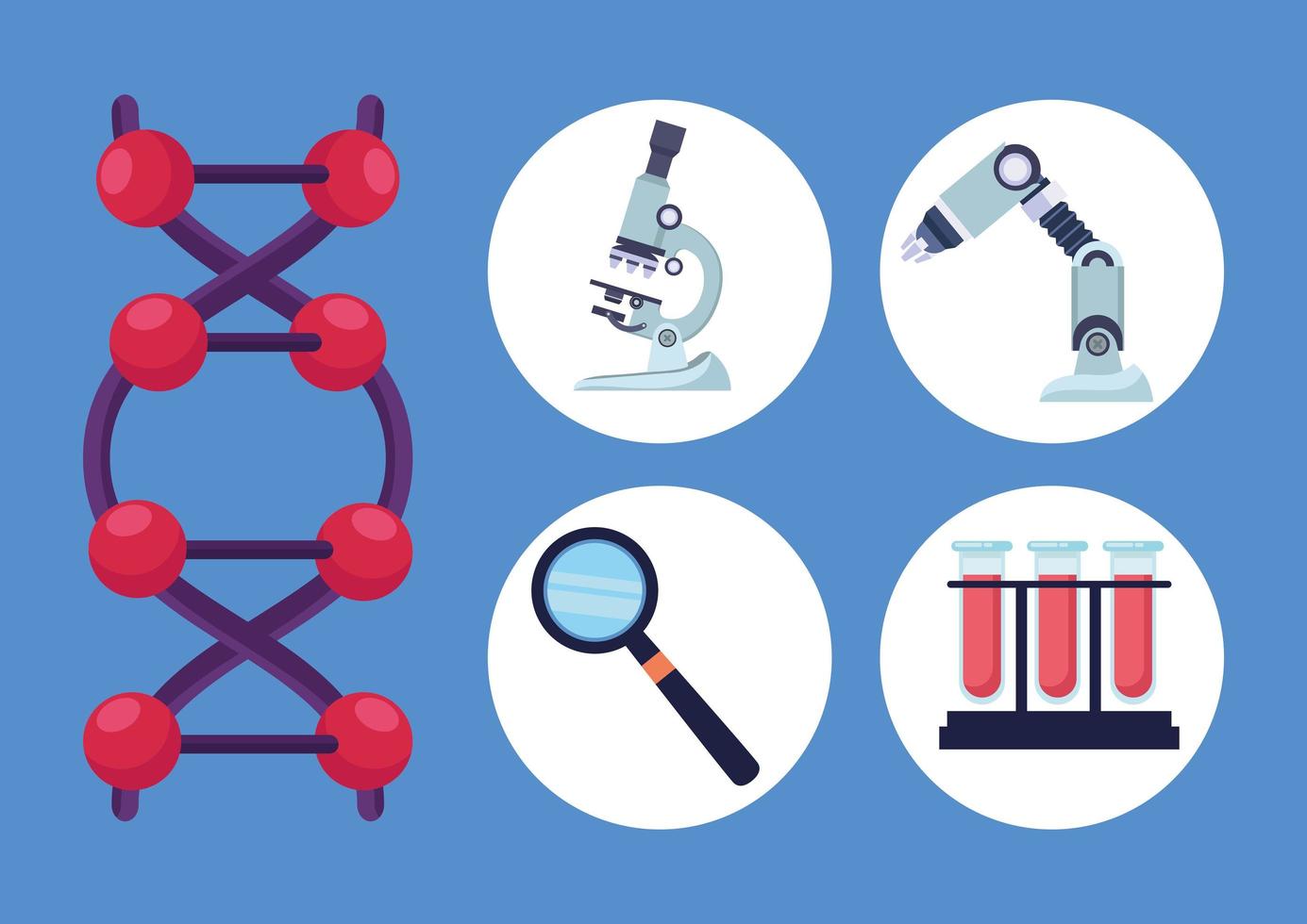 fem dna-laboratorieikoner vektor