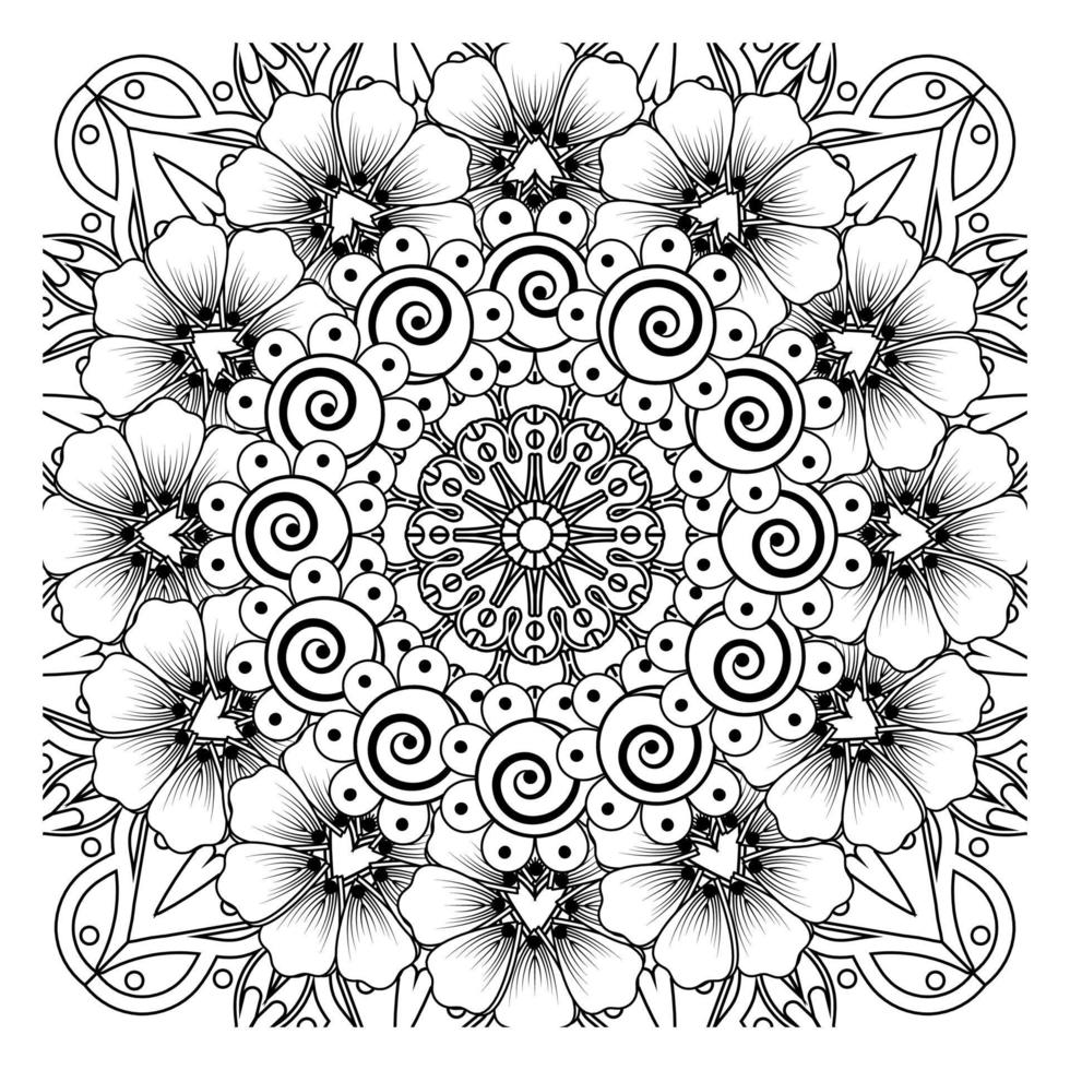 kreisförmiges Muster in Form von Mandala für Henna, Mehndi, Tätowierung, Dekoration. dekoratives Ornament im ethnisch-orientalischen Stil. Malbuchseite. vektor