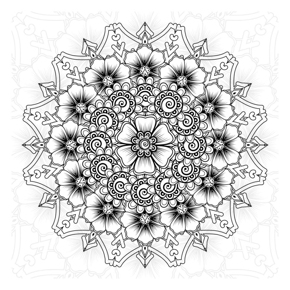 kreisförmiges Muster in Form von Mandala für Henna, Mehndi, Tätowierung, Dekoration. dekoratives Ornament im ethnisch-orientalischen Stil. Malbuchseite. vektor