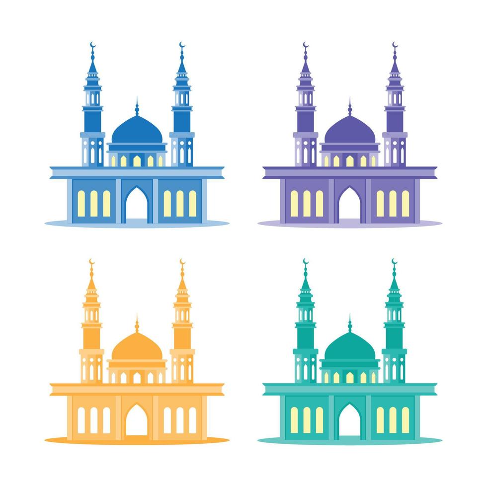 flache stilillustration der moschee lokalisiert auf weißem hintergrund, satzsammlungselement, ramadan kareem, eid mubarak-design vektor