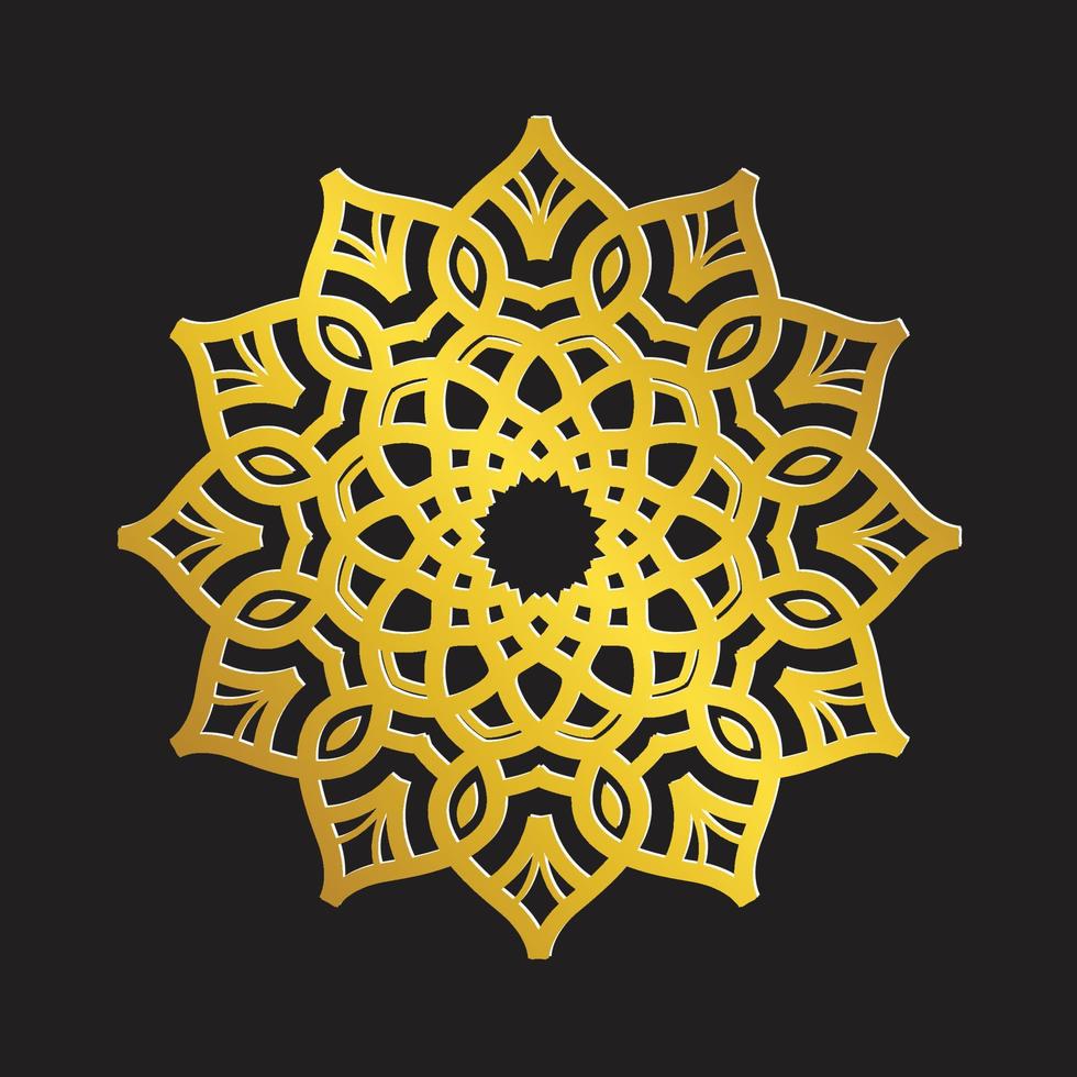 lyx gyllene mandala elegant arabisk stil dekorativ ram vektor