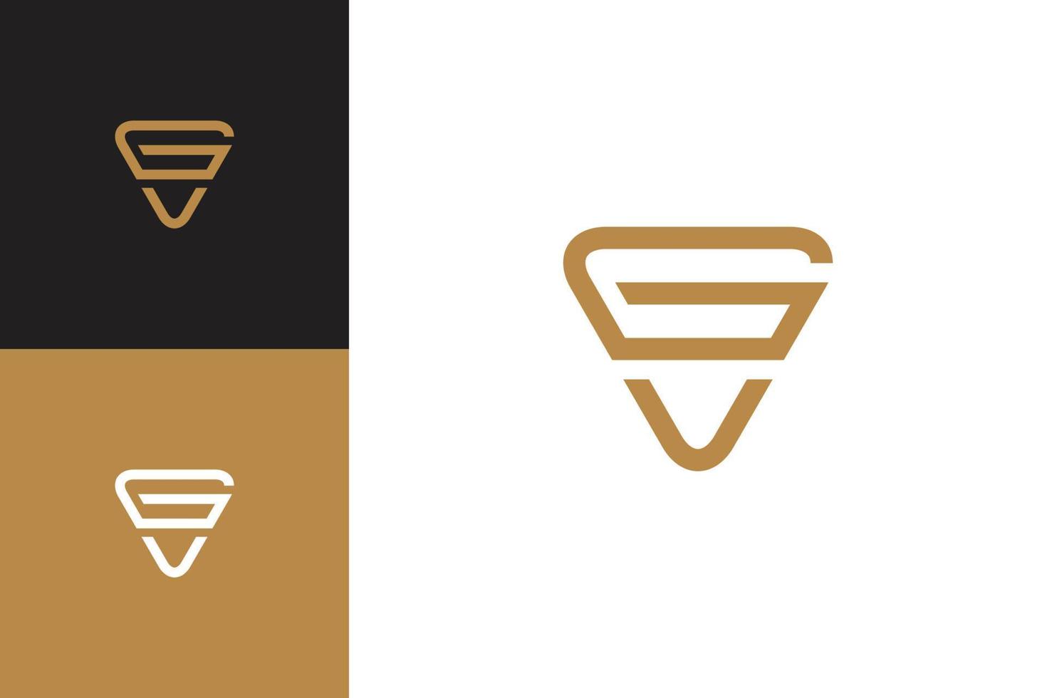 kombinerad bokstav g och v, monogram unik initial logotypkonceptdesign, elegant gyllene lyx vektor