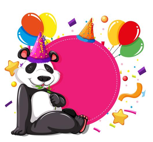 Party panda på rosa kort vektor