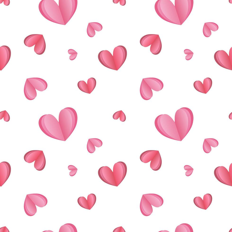 ganska sött mönster med rosa hjärtan på en vit bakgrund. seamless mönster för alla hjärtans dag. vektor