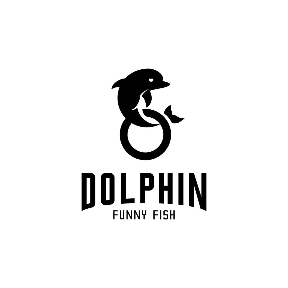 svart delfin logotyp vektor