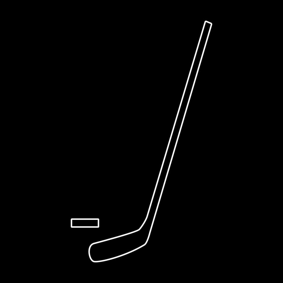 Hockeyschläger und weißes Umrisssymbol des Pucks vektor