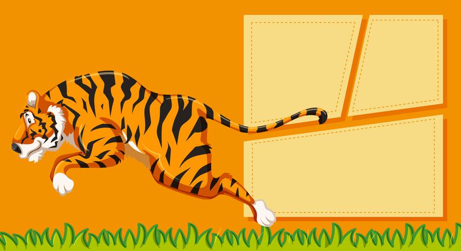 Tiger på anteckningsmall vektor