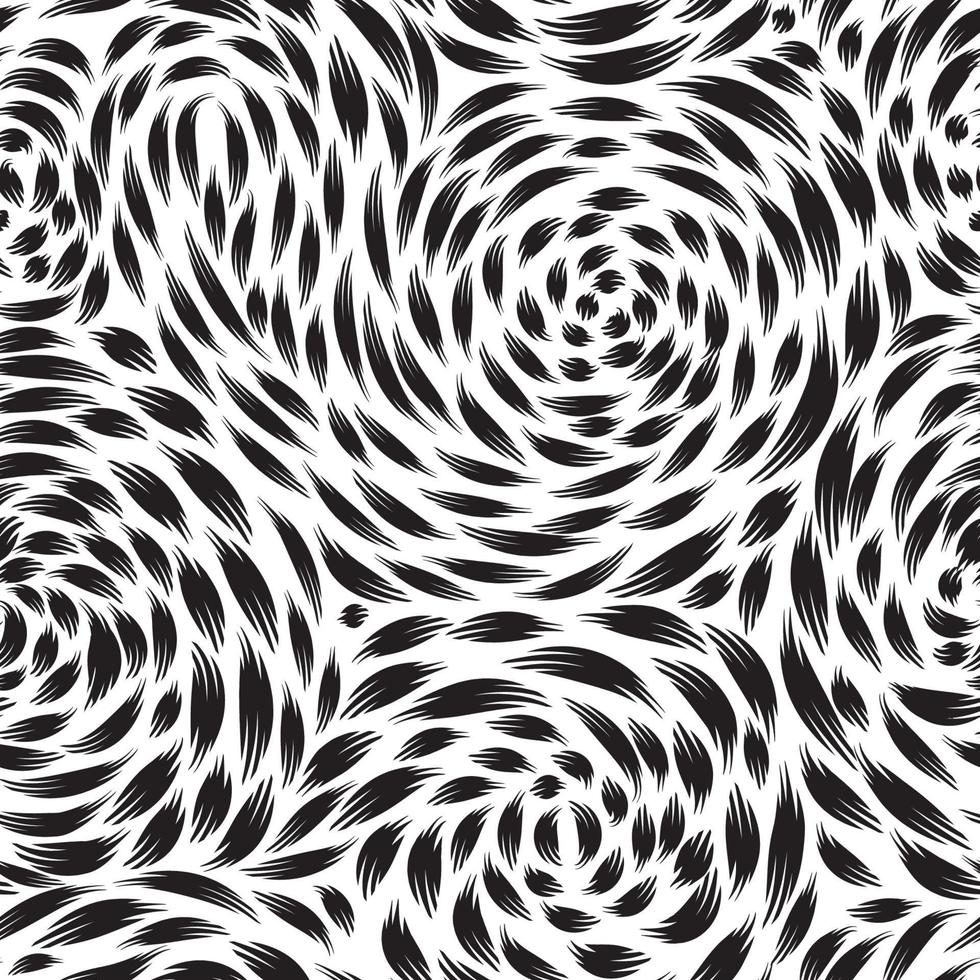 abstraktes, nahtloses Muster mit schwarz-weißem Strudellinienornament. geometrische Doodle-Textur. optischer effekthintergrund der dekorativen welle. vektor