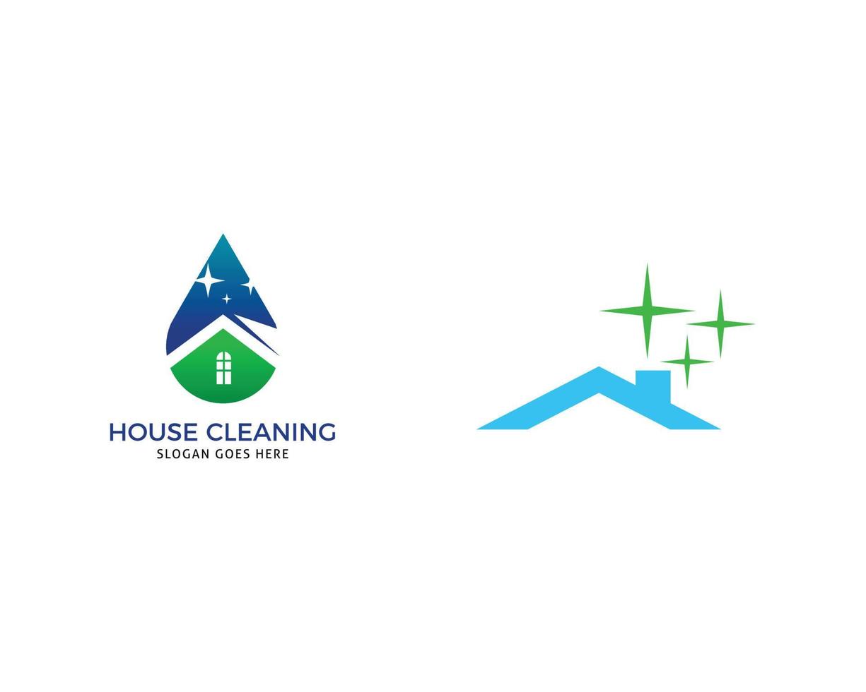 uppsättning hus rengöring logotyp formgivningsmall vektor