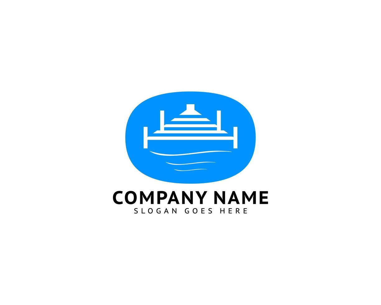 Strand-Pier-Dock-Logo-Design-Vektor vektor