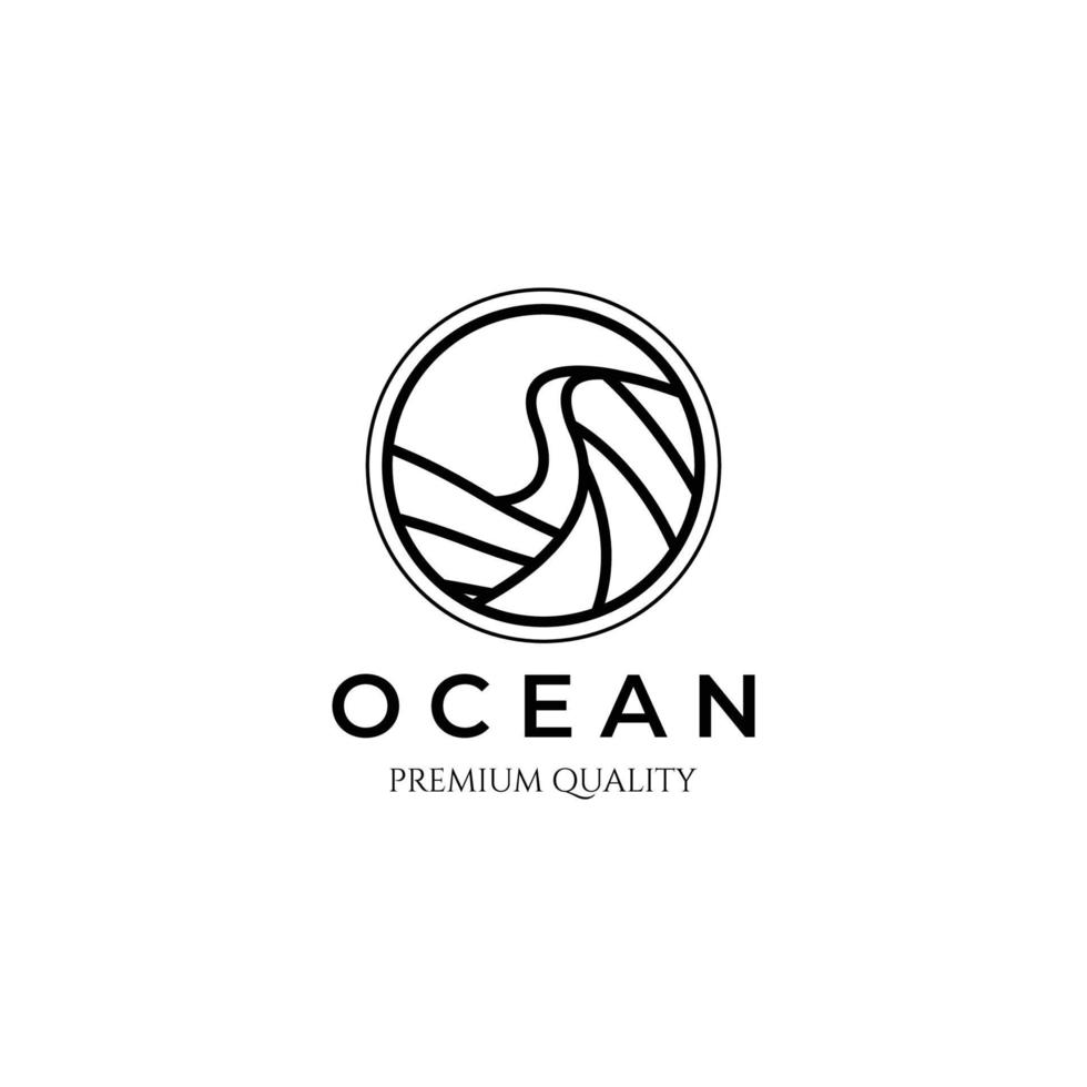 tsunami ocean linje konst minimalistisk logotyp vektor illustration design