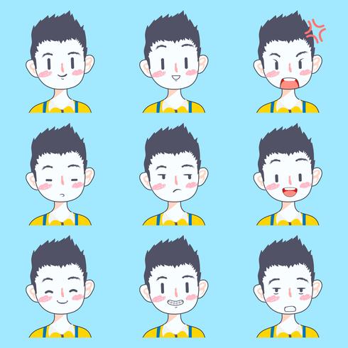 Emoji-Aufklebersammlung des netten Jungen vektor