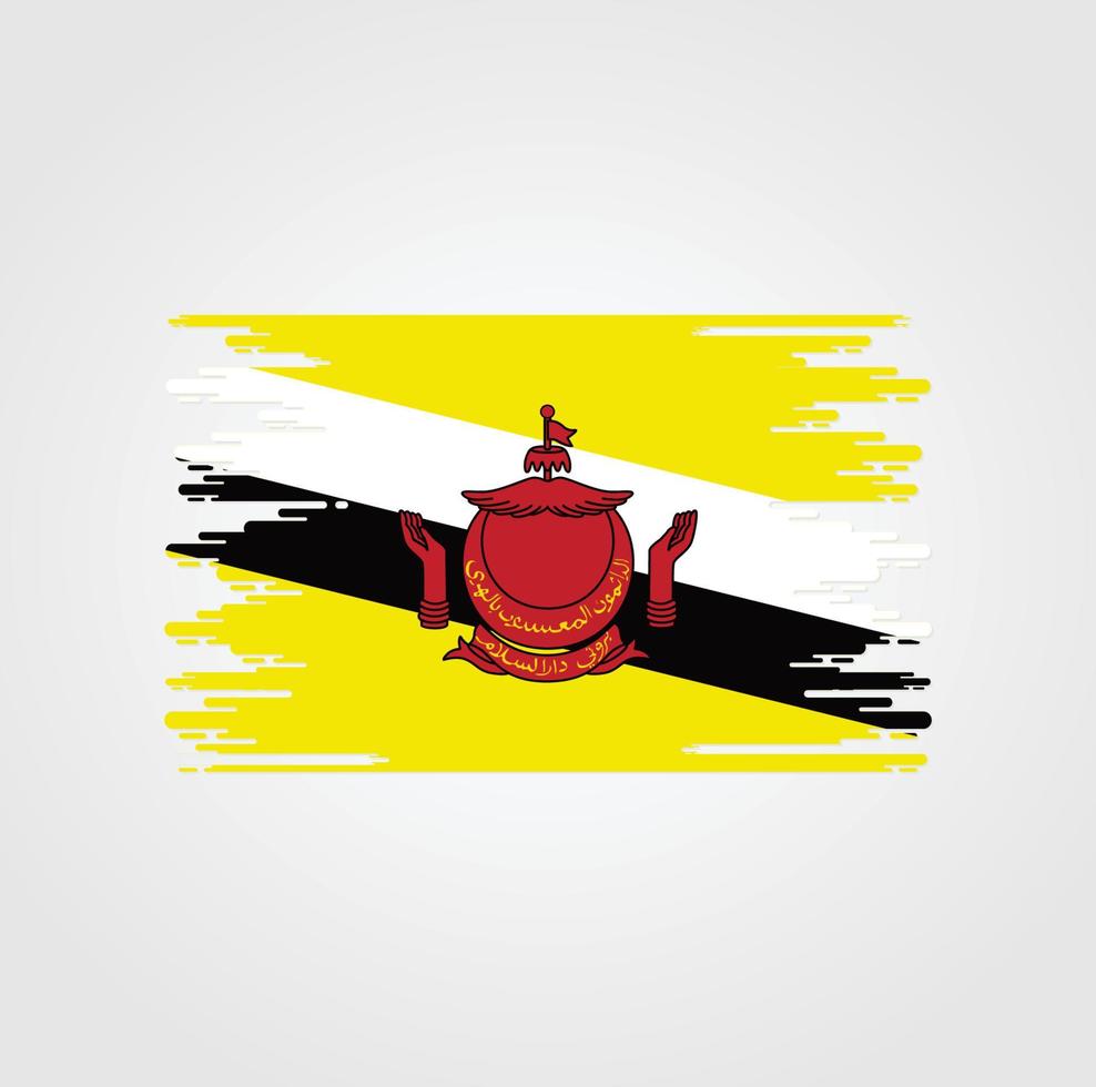 brunei flagga med akvarell borste stil design vektor