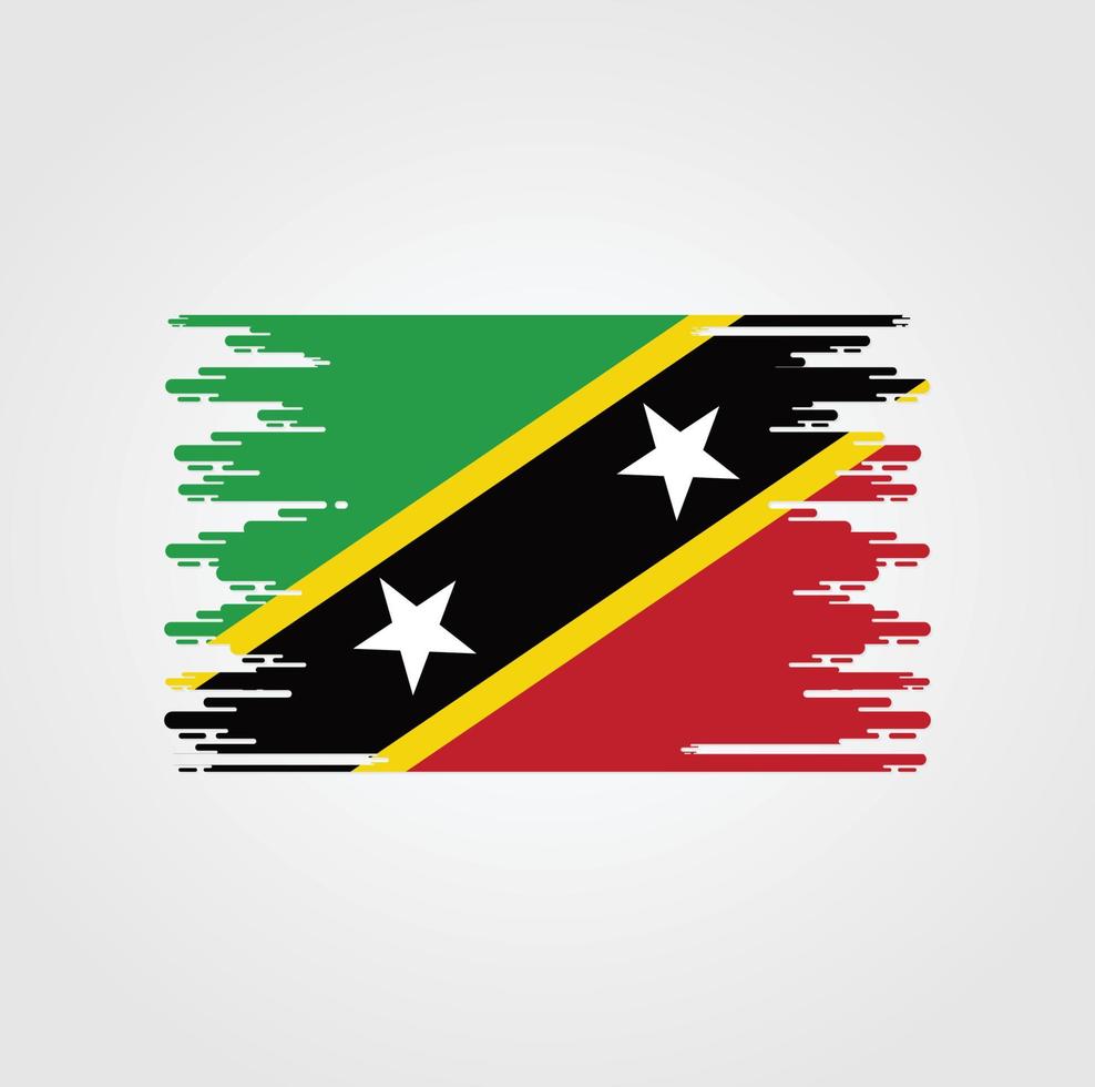 St. Kitts und Nevis-Flagge mit Aquarellpinsel-Design vektor