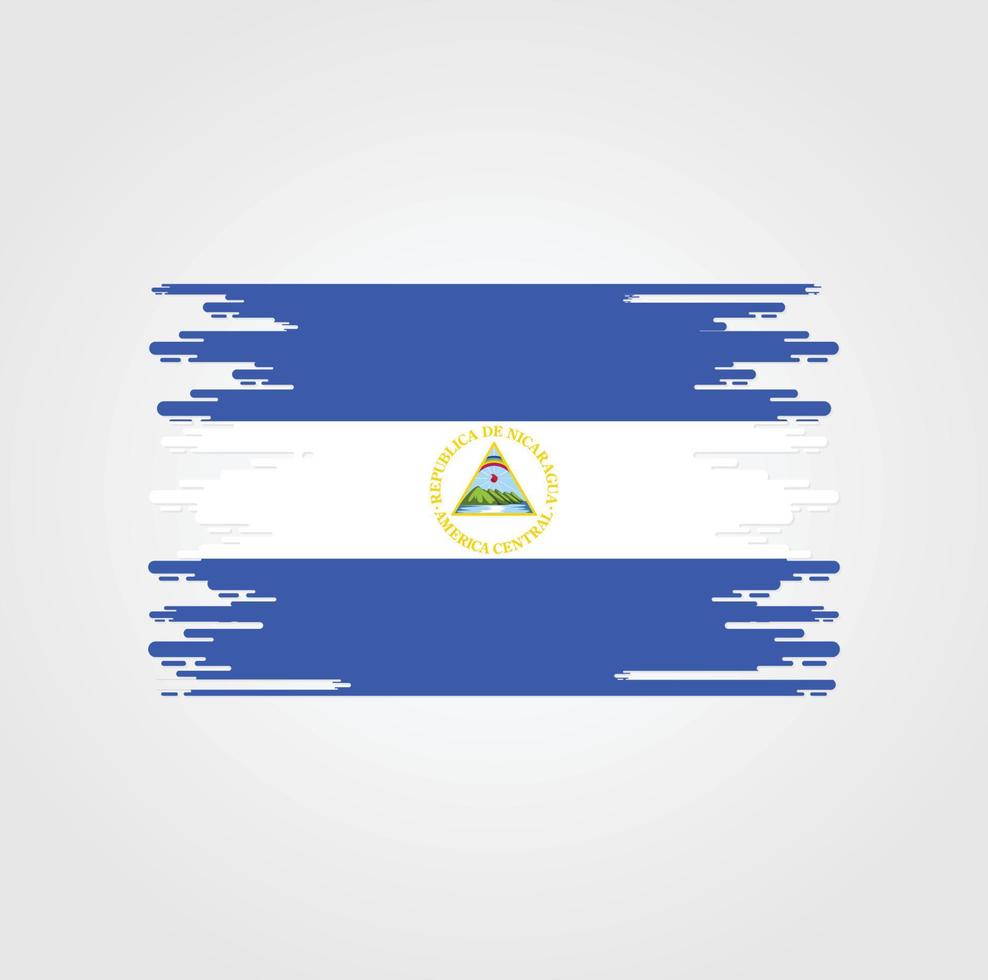 nicaragua flagga med akvarell borste stil design vektor