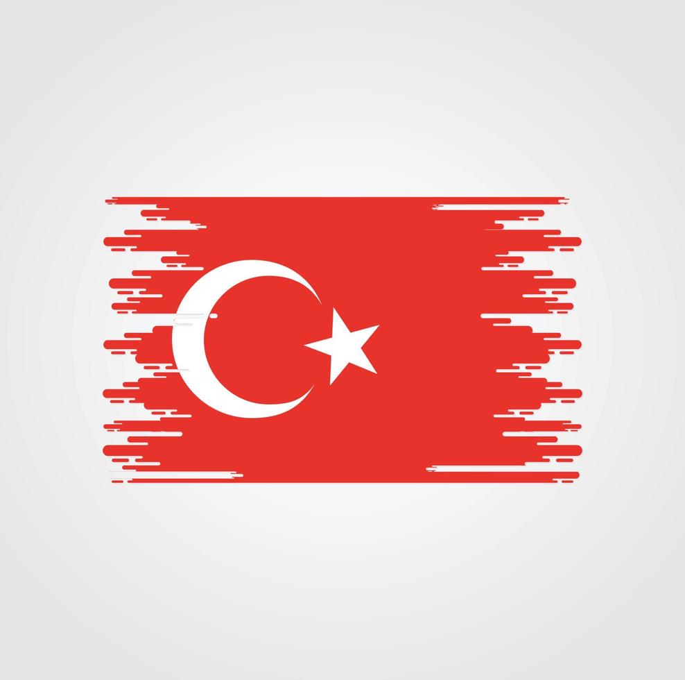 Turkiet flagga med akvarell borste stil design vektor