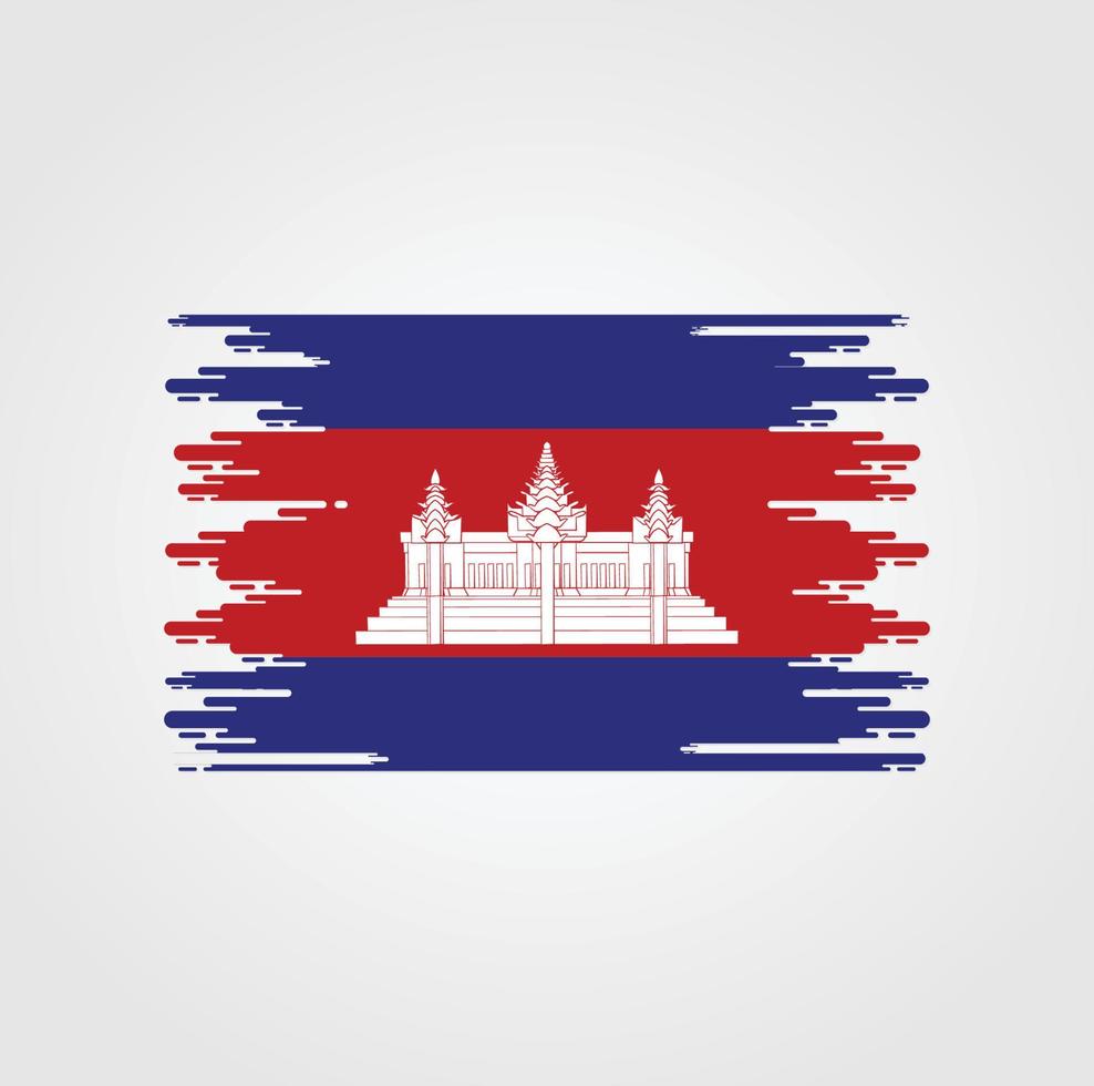 Kambodja flagga med akvarell borste stil design vektor