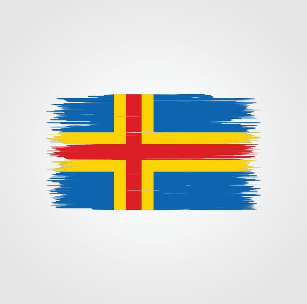 ålandsöarna flagga med borste stil vektor