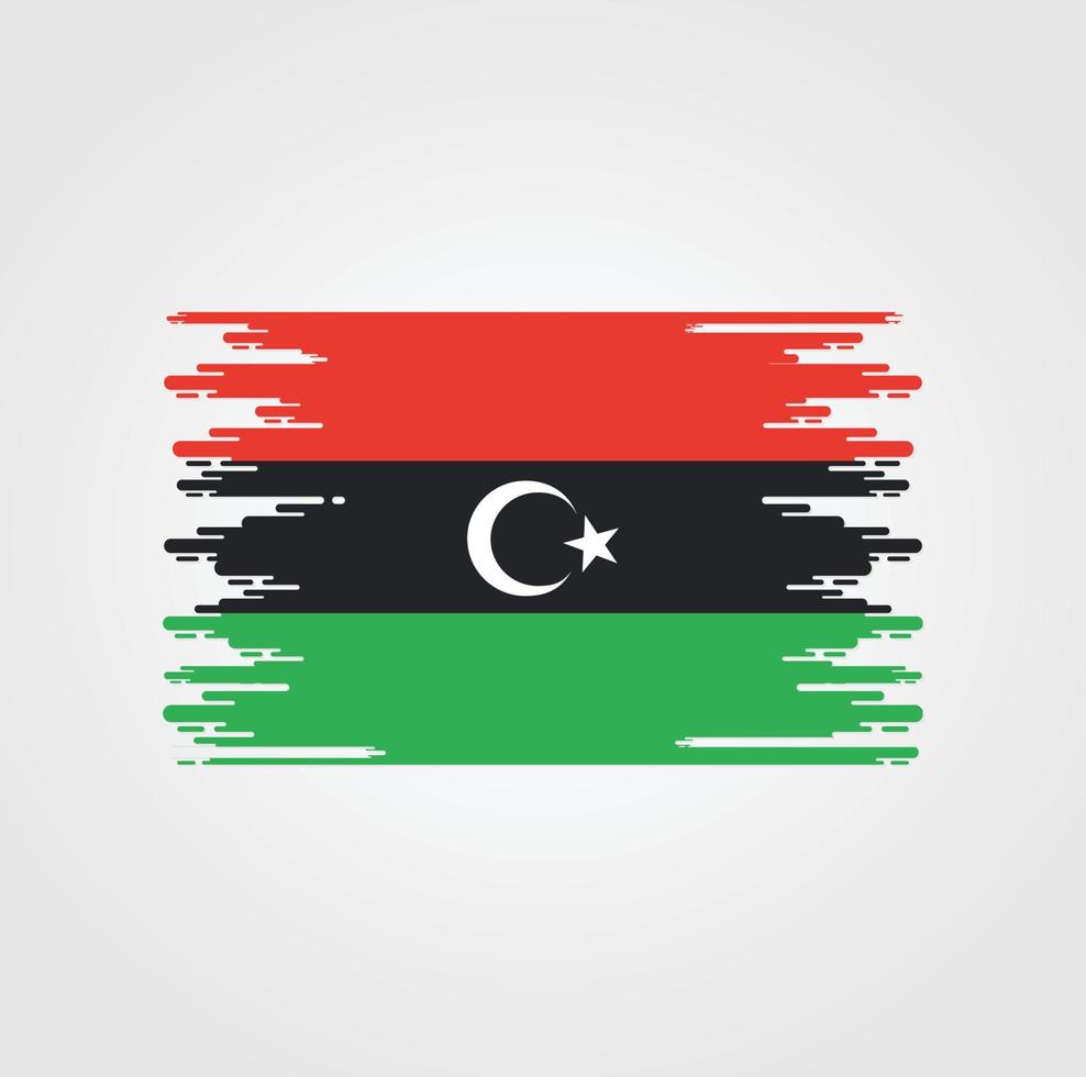 Libyen-Flagge mit Aquarellpinsel-Design vektor