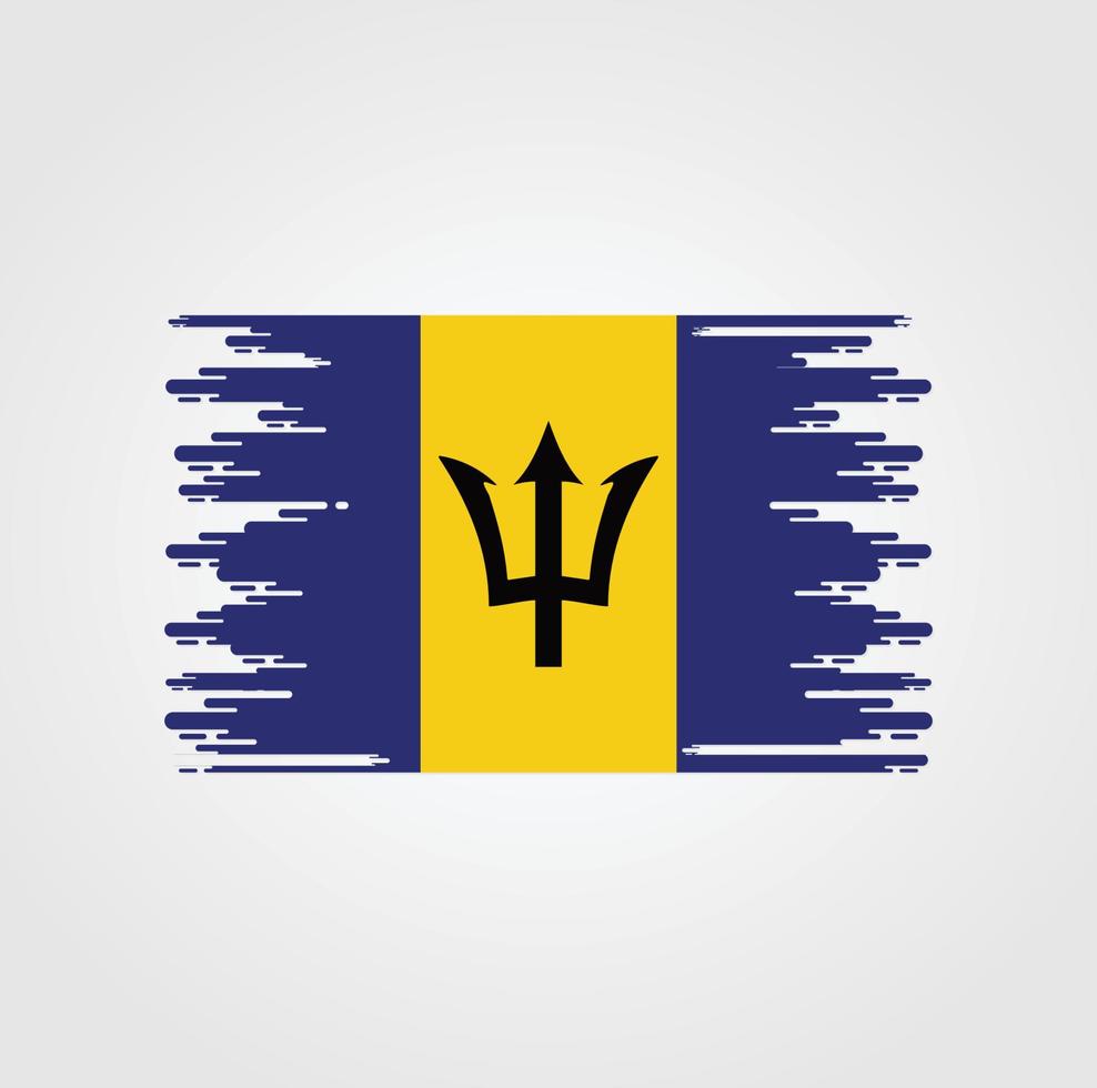 barbados-flagge mit aquarellbürstenstildesign vektor