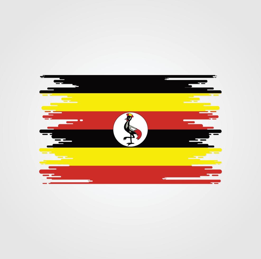 Uganda-Flagge mit Aquarellpinsel-Design vektor