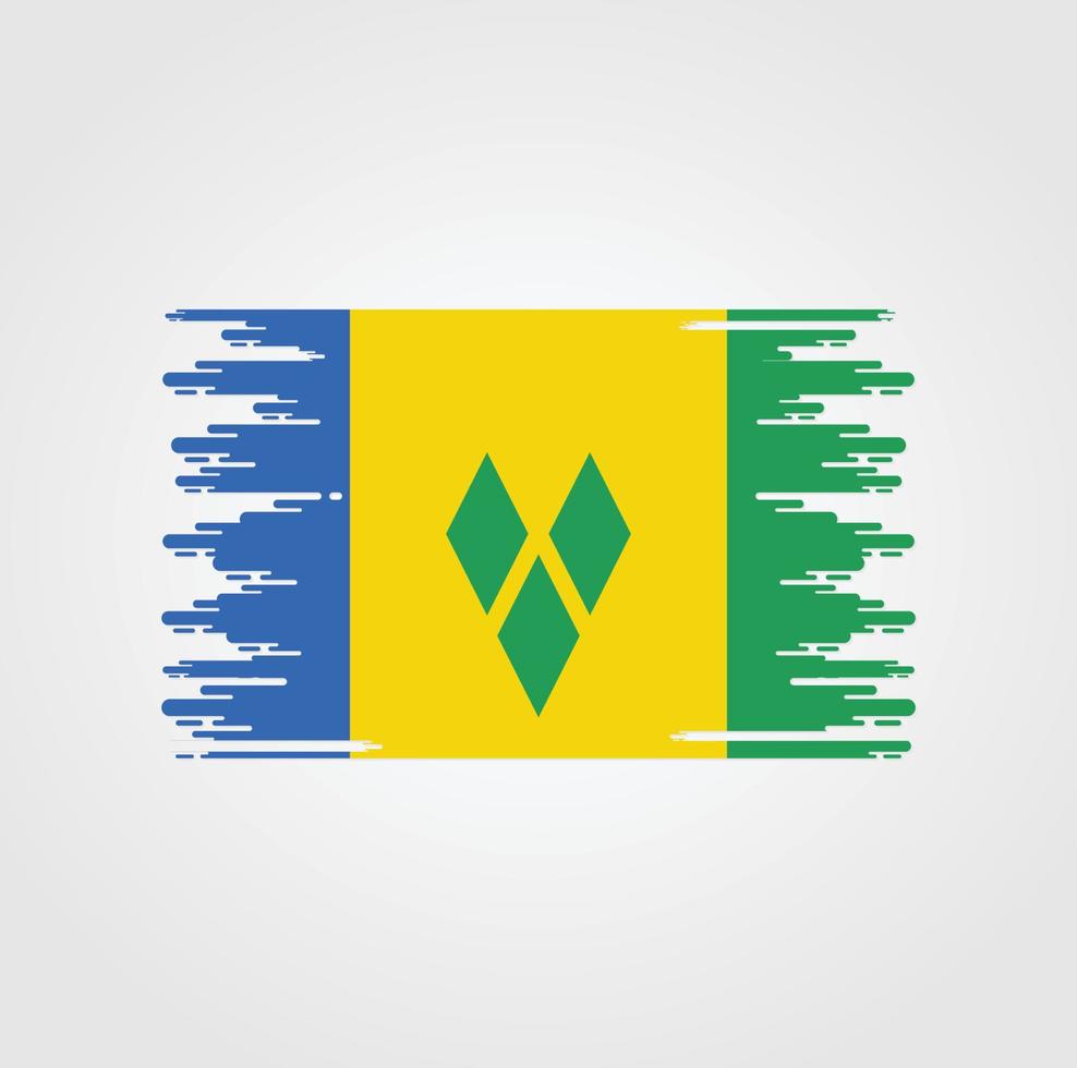 Saint-Vincent-Flagge mit Aquarellpinsel-Design vektor