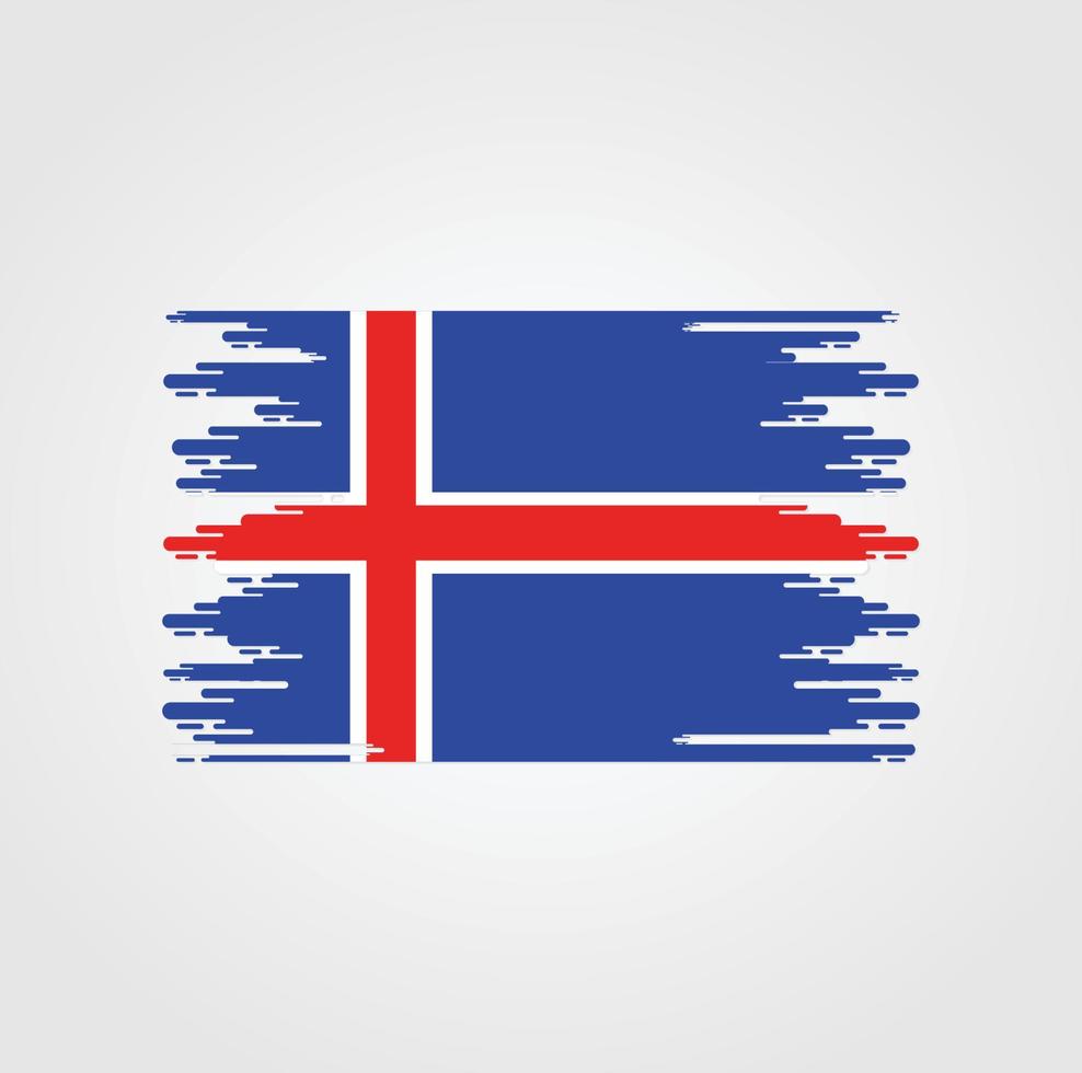 Island flagga med akvarell borste stil design vektor