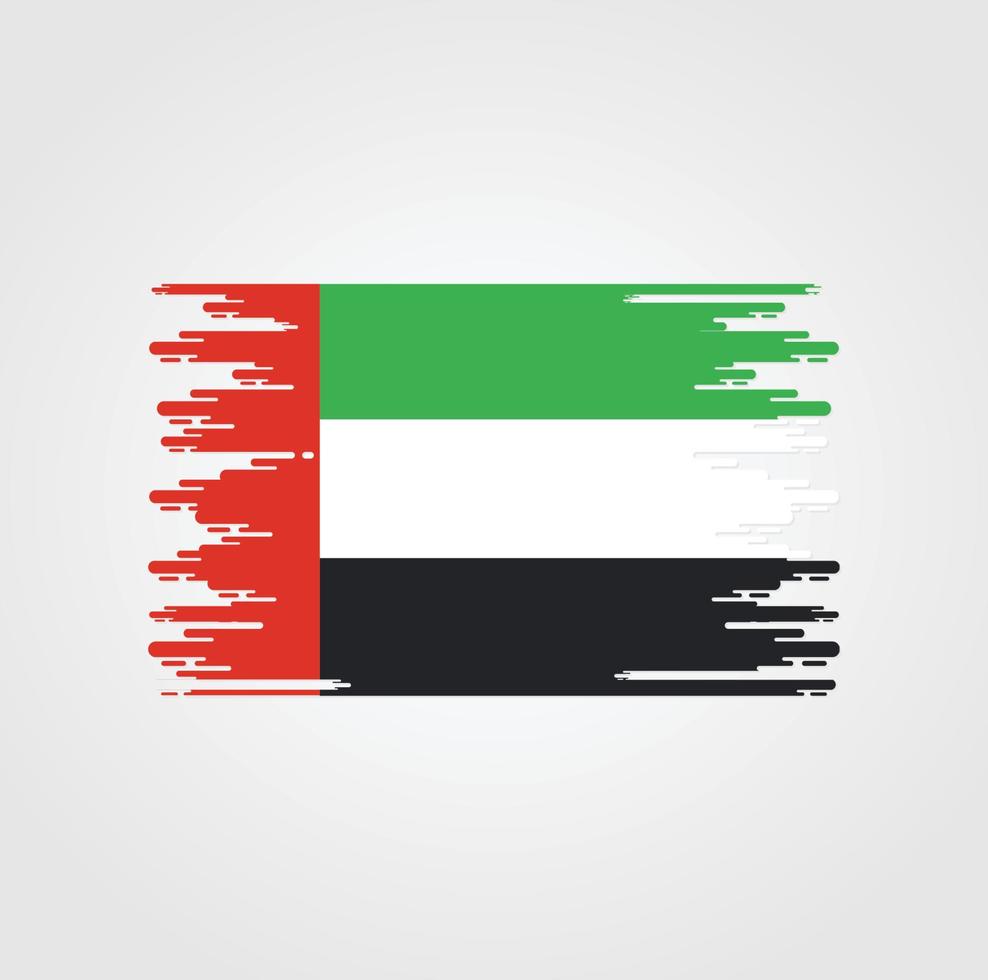 flagge der vereinigten arabischen emirate mit aquarellbürstenstildesign vektor