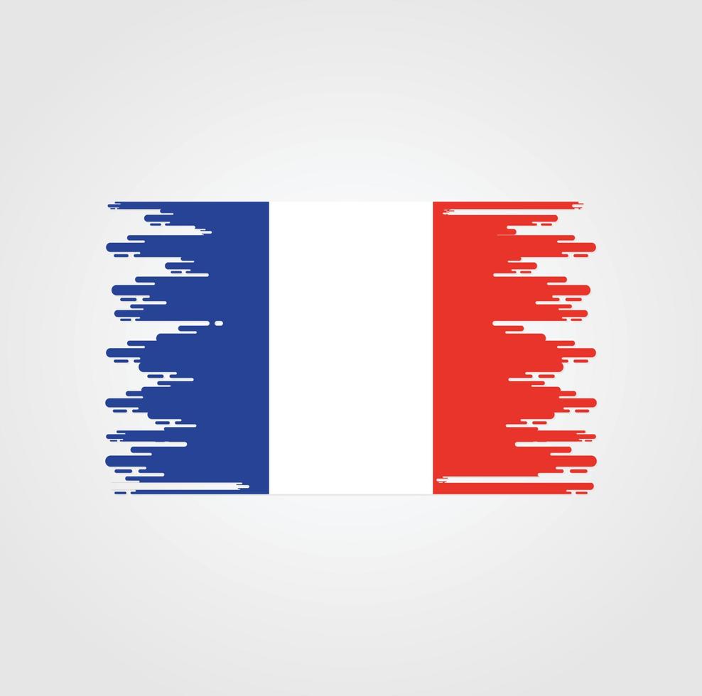 Frankreich-Flagge mit Aquarellpinsel-Design vektor