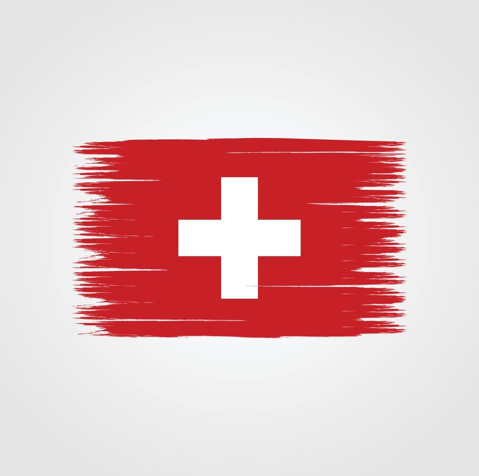 Schweiz flagga med borste stil vektor