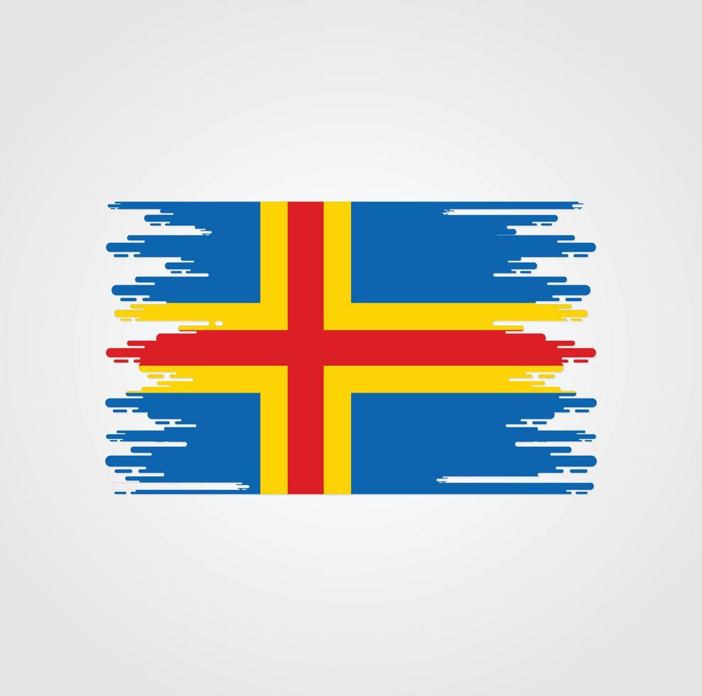 aland öarna flagga med akvarell borste stil design vektor