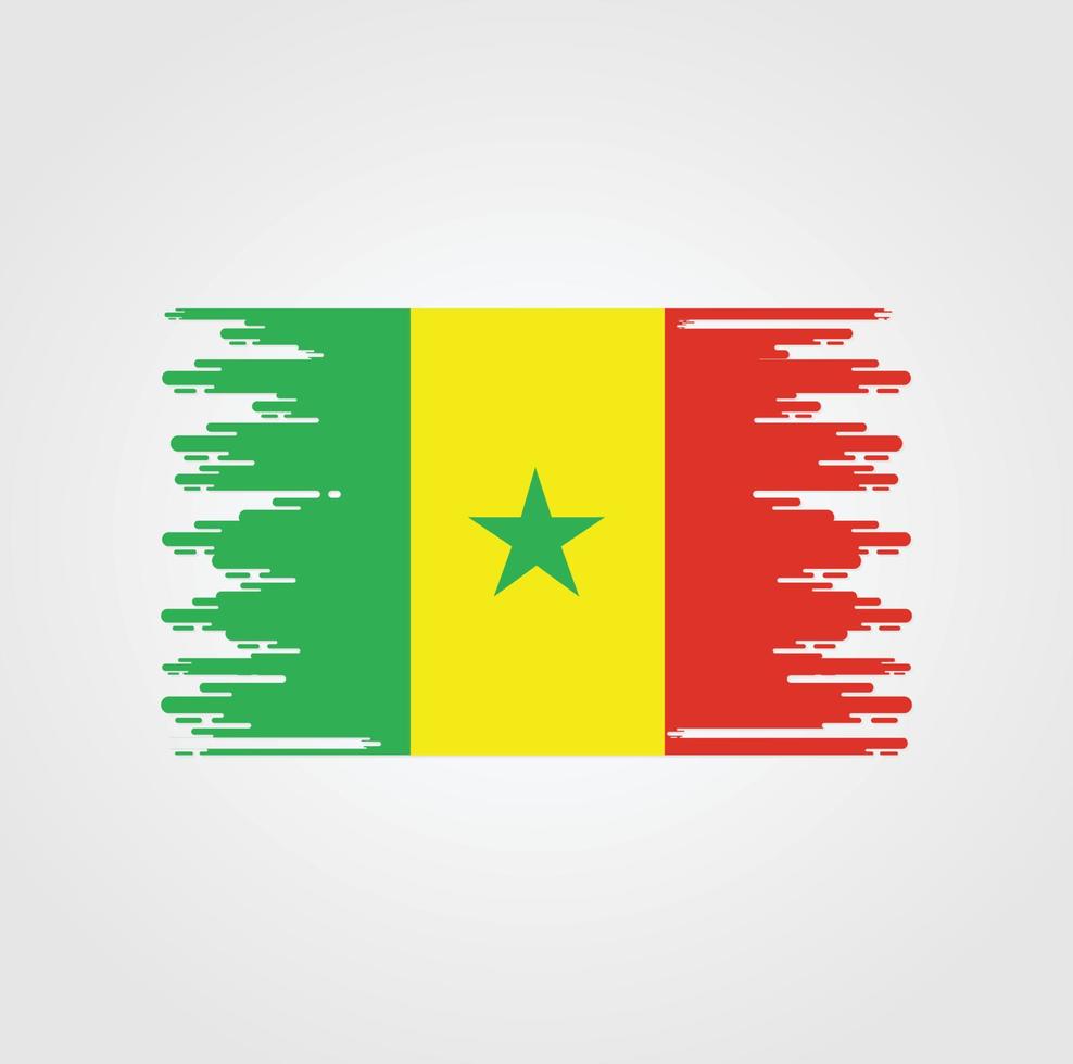 senegal flagga med akvarell borste stil design vektor