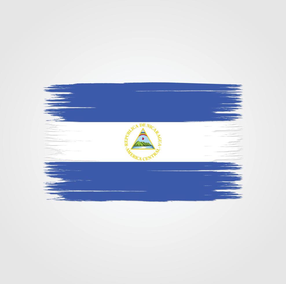 nicaraguas flagga med borste stil vektor