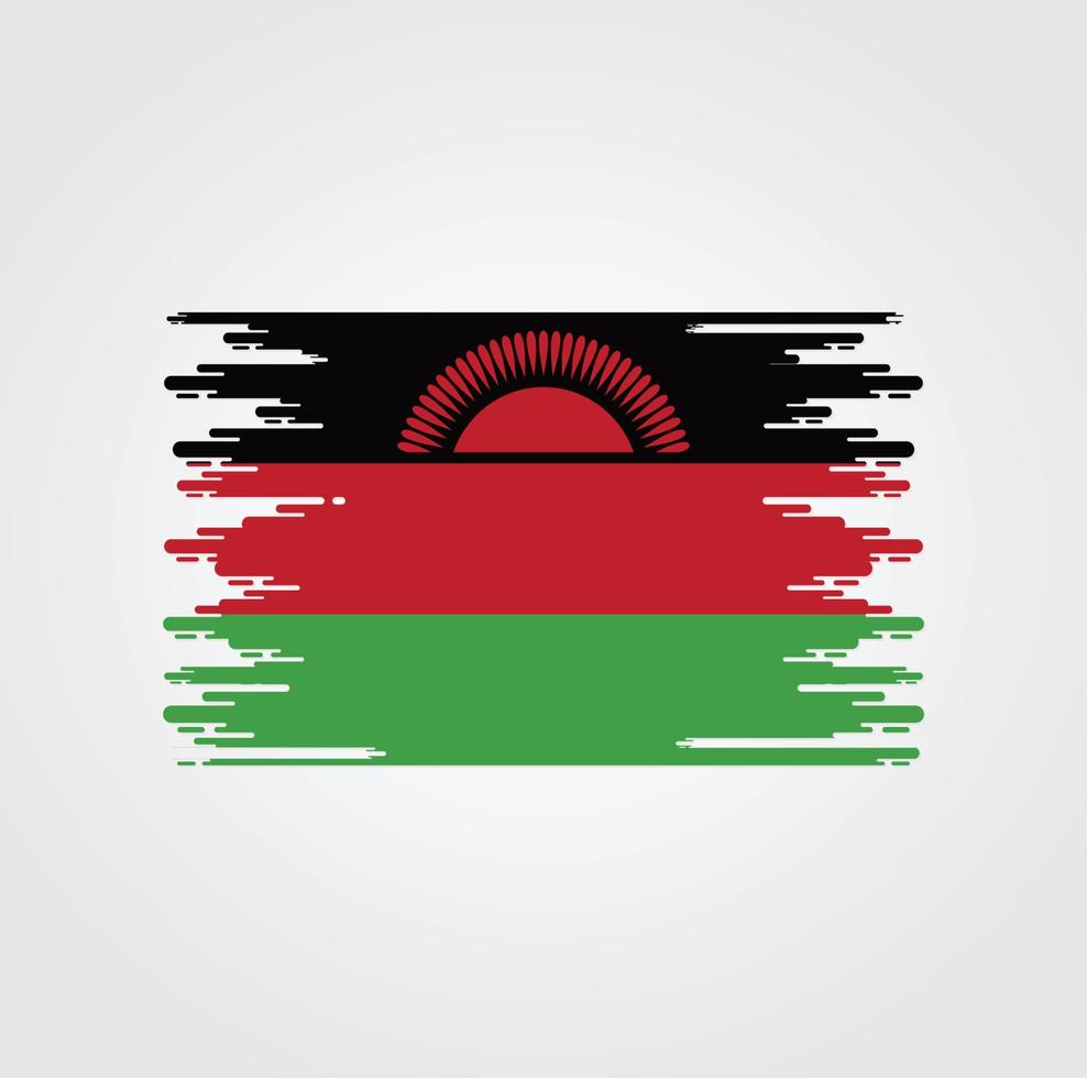 malawis flagga med akvarell borste stil design vektor