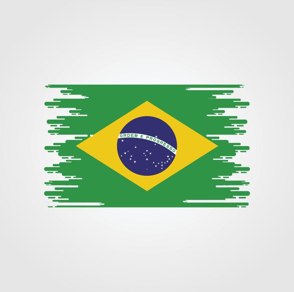 Brasilien flagga med akvarell borste stil design vektor