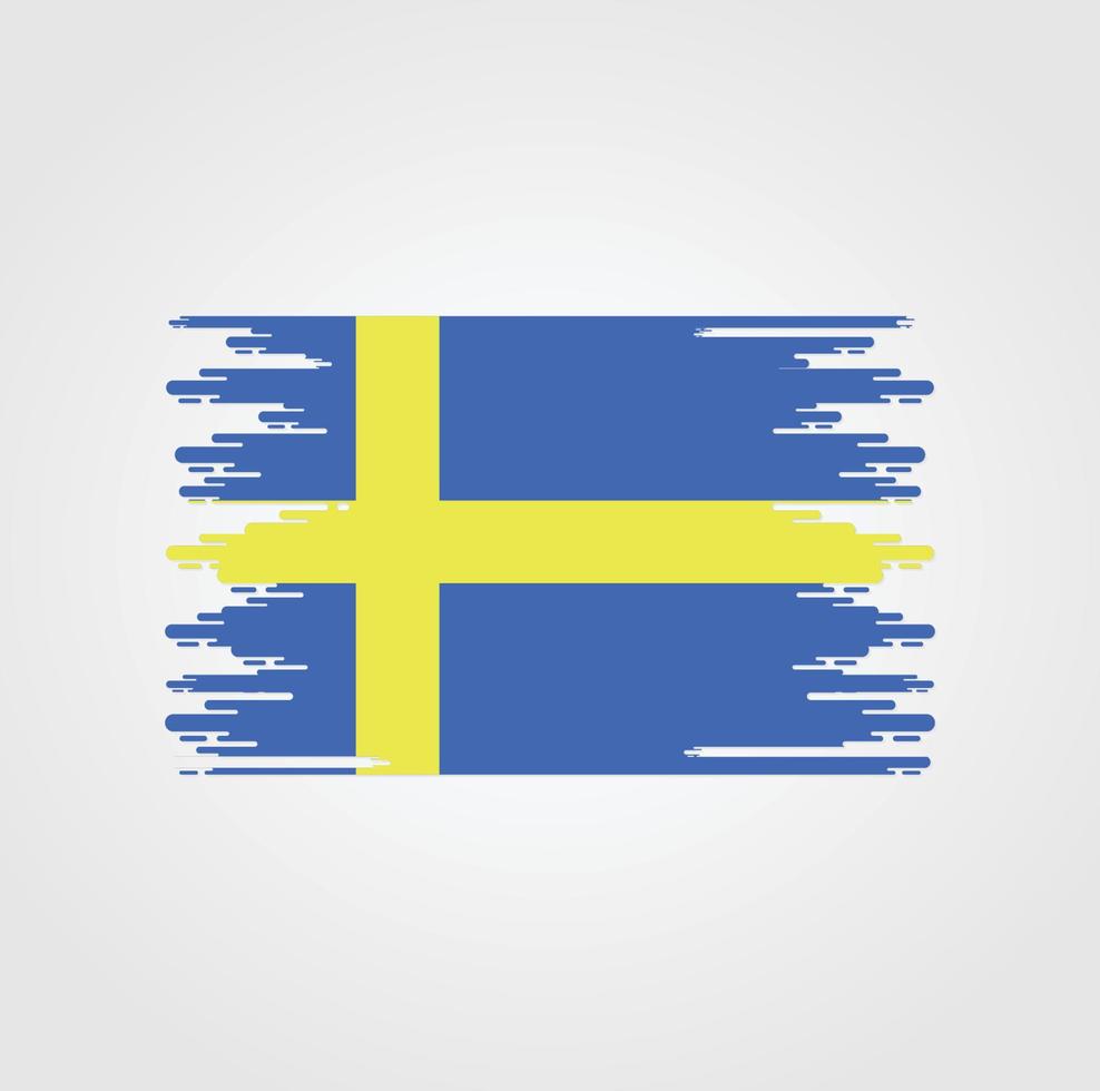 sveriges flagga med akvarell pensel stil design vektor