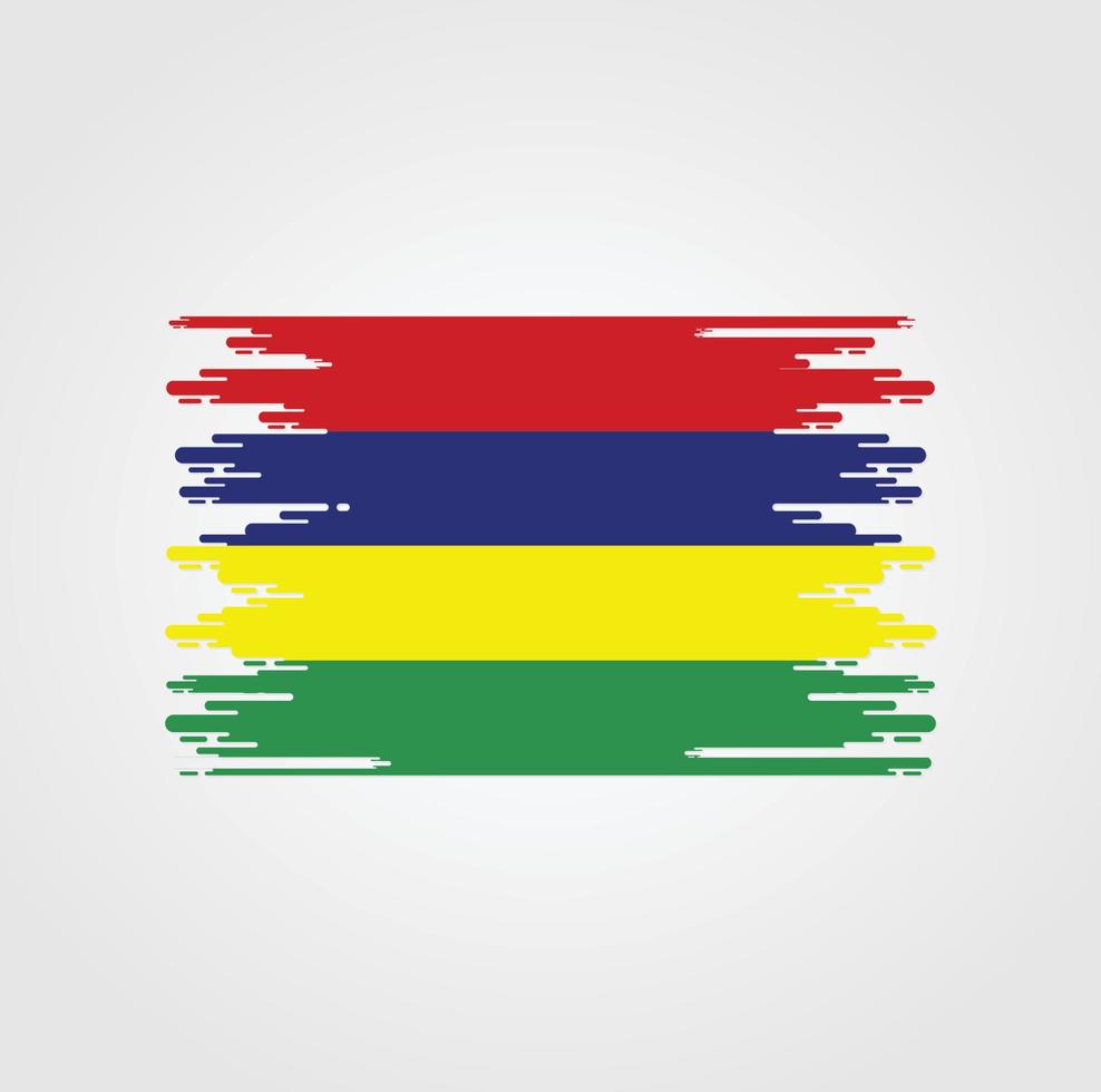 Mauritius flagga med akvarell borste stil design vektor