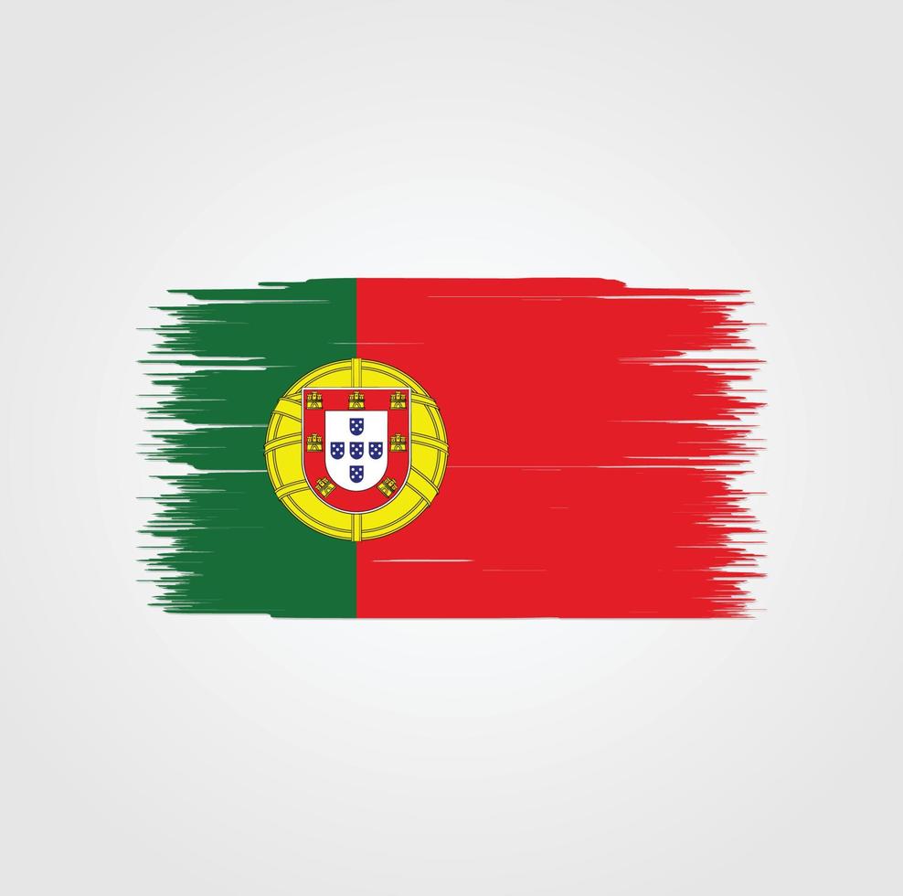 Portugals flagga med borste stil vektor