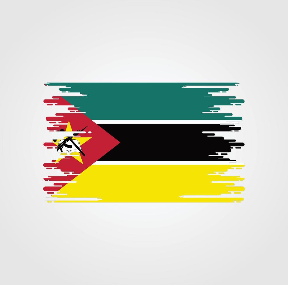 Mosambik-Flagge mit Aquarellpinsel-Design vektor
