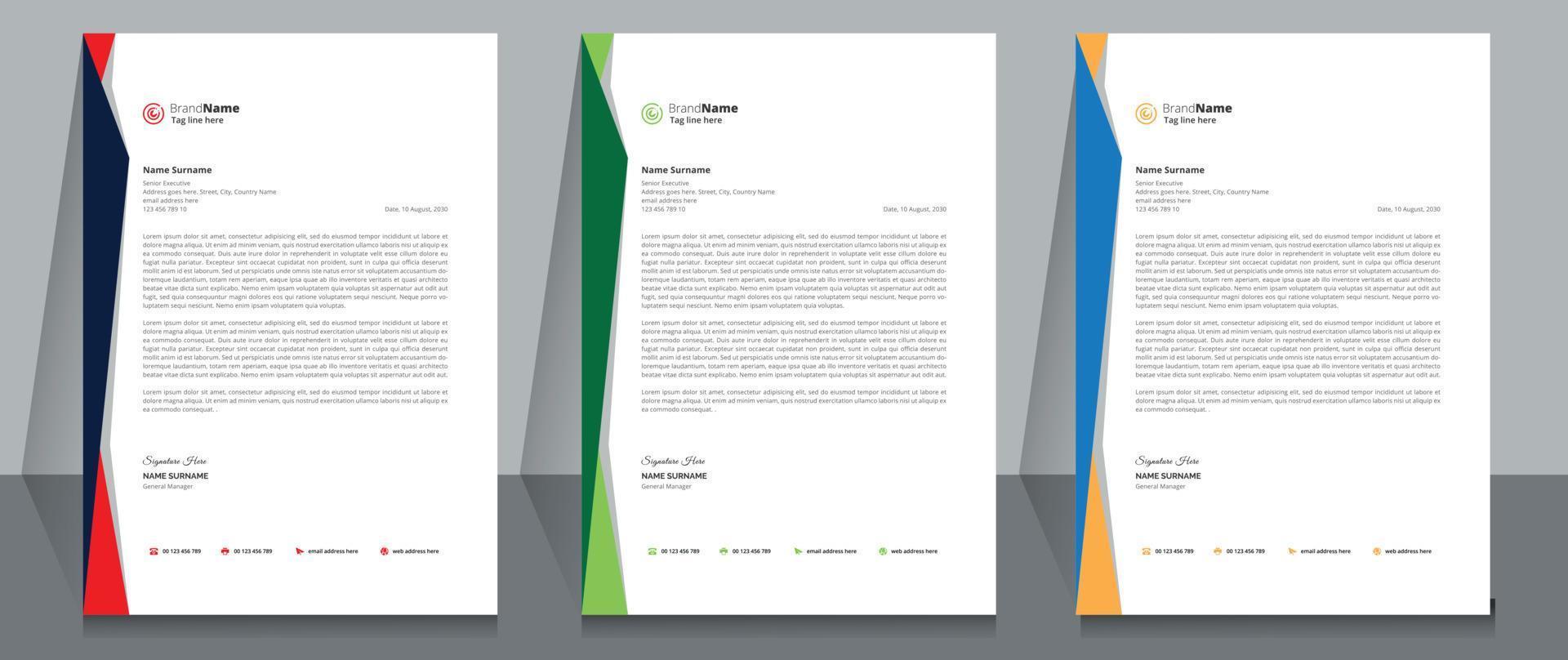 kreativa företagsföretag brevpapper malldesign. vektor