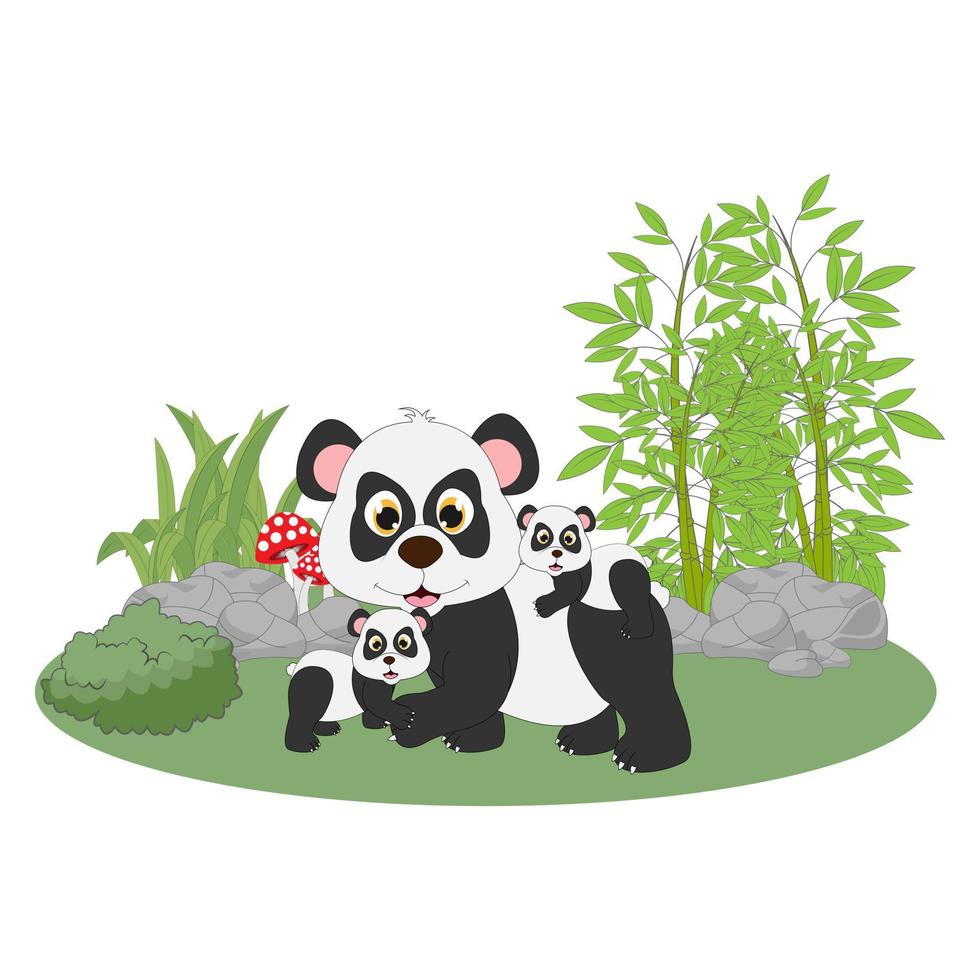 söt panda djur tecknad illustration vektor