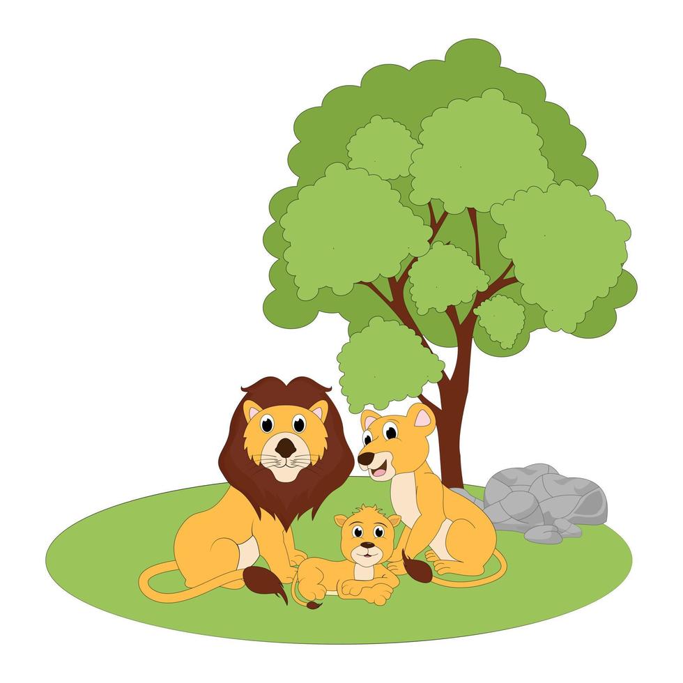 söta lejon djur tecknad illustration vektor