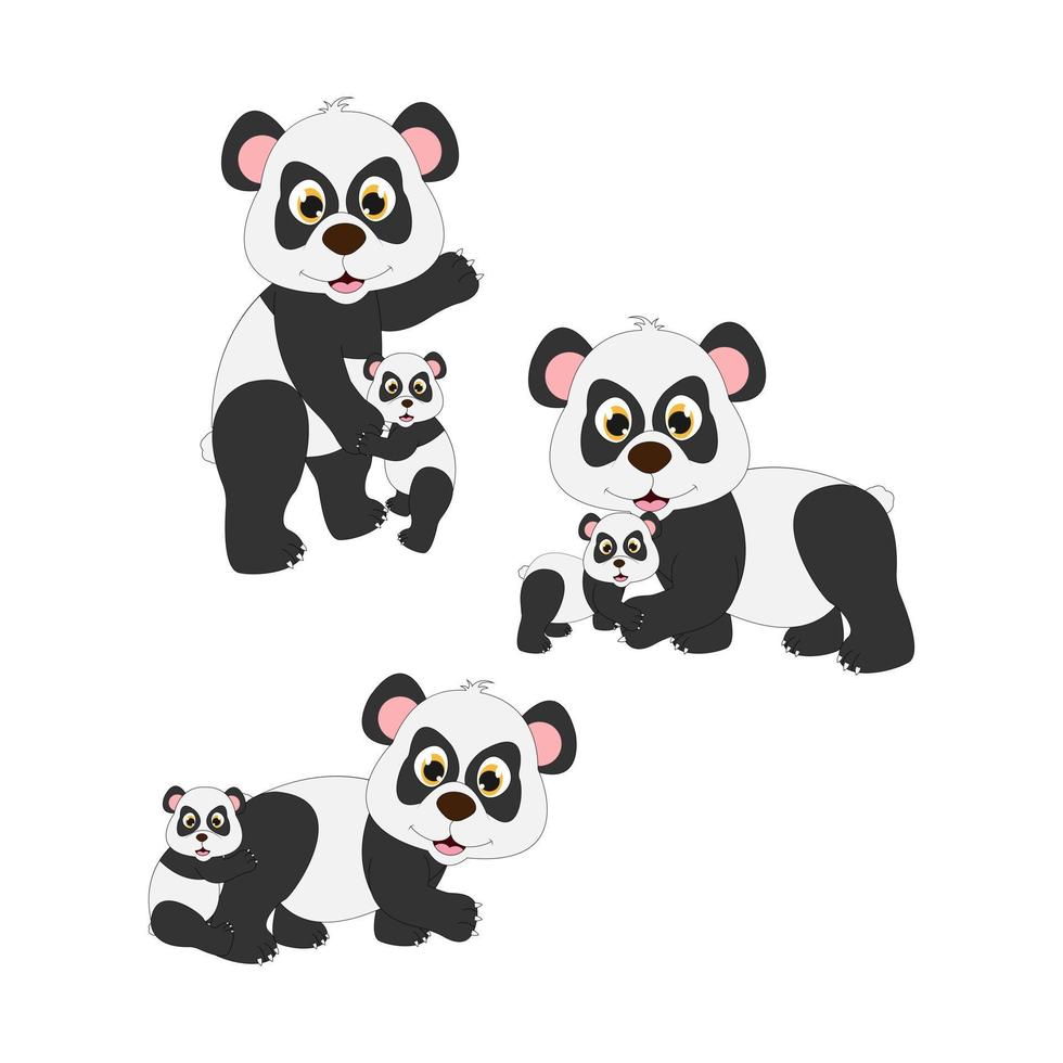 söt panda djur tecknad illustration vektor