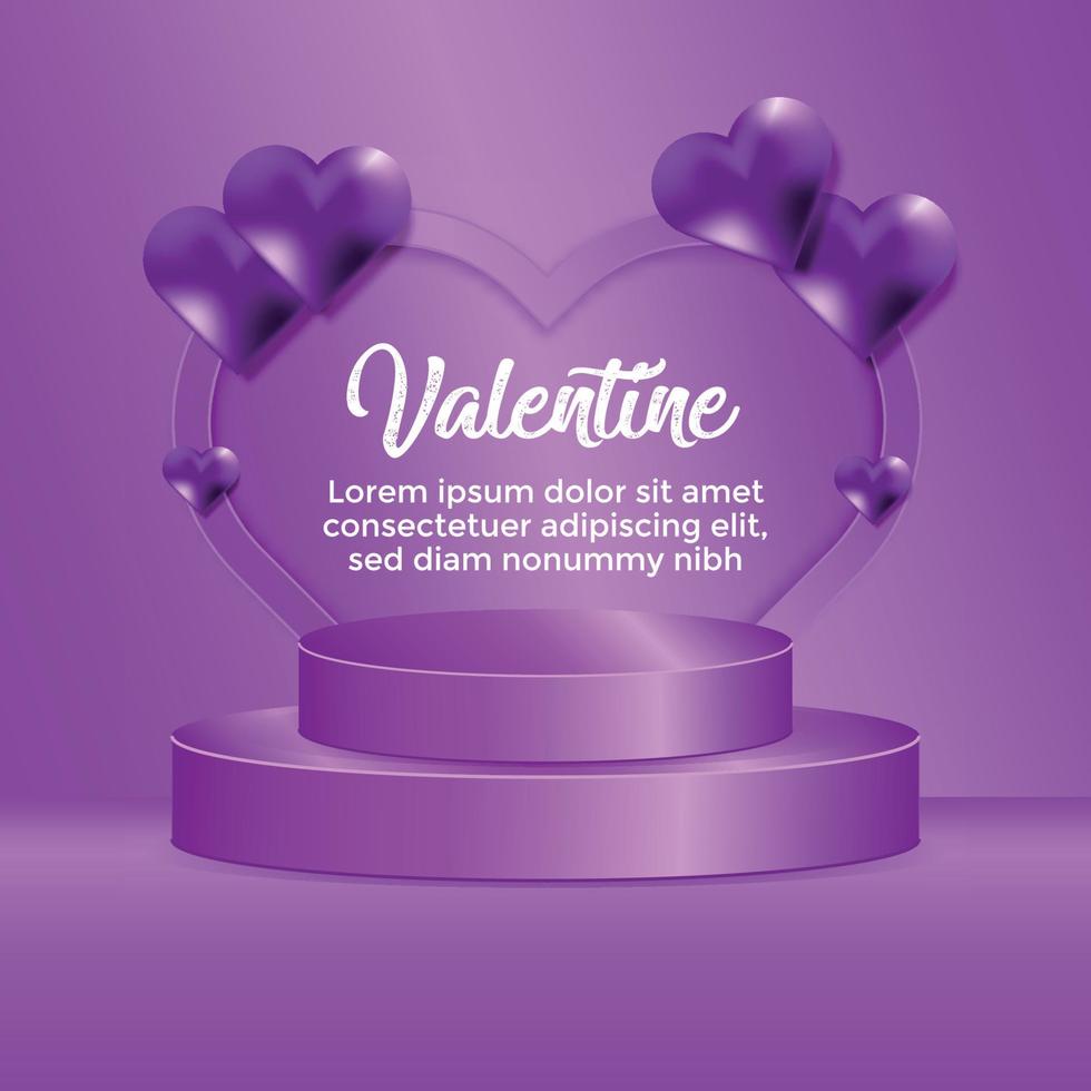 podium 3d ornament liebe mit valentine thema vektor